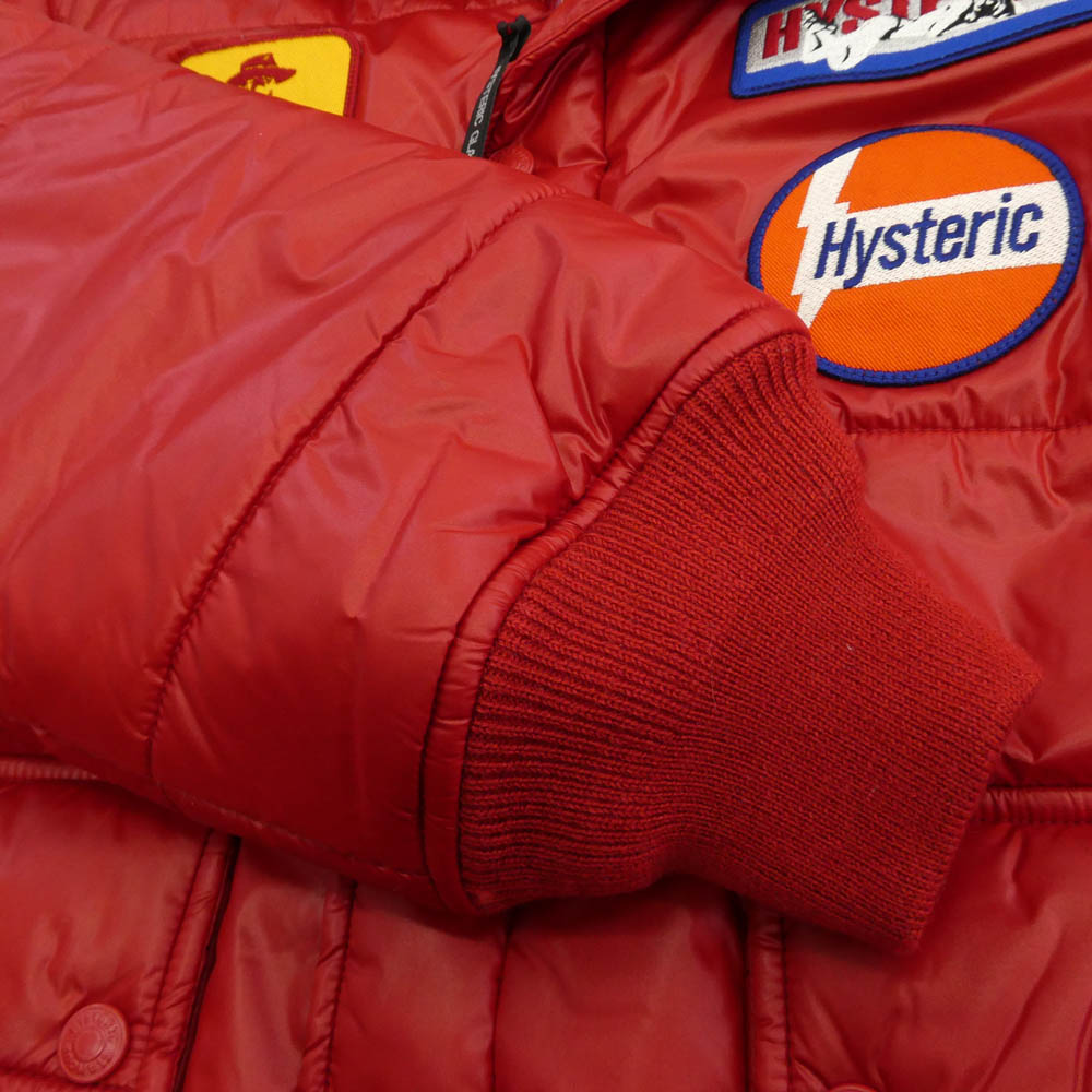 HYSTERIC GLAMOUR ヒステリックグラマー 23AW 02233AB03 HYSTERIC RACING ヒステリック レーシング ロゴ ワッペン フーデッド ブルゾン レッド系 L【新古品】【未使用】【中古】