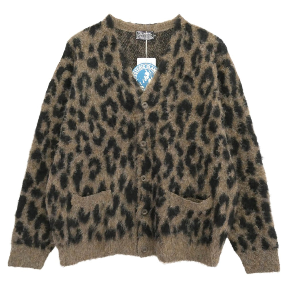 HYSTERIC GLAMOUR ヒステリックグラマー 22AW 02223ND03 起毛 レオパード ヒョウ柄 カーディガン ブラウン系 ブラック系 XL【新古品】【未使用】【中古】