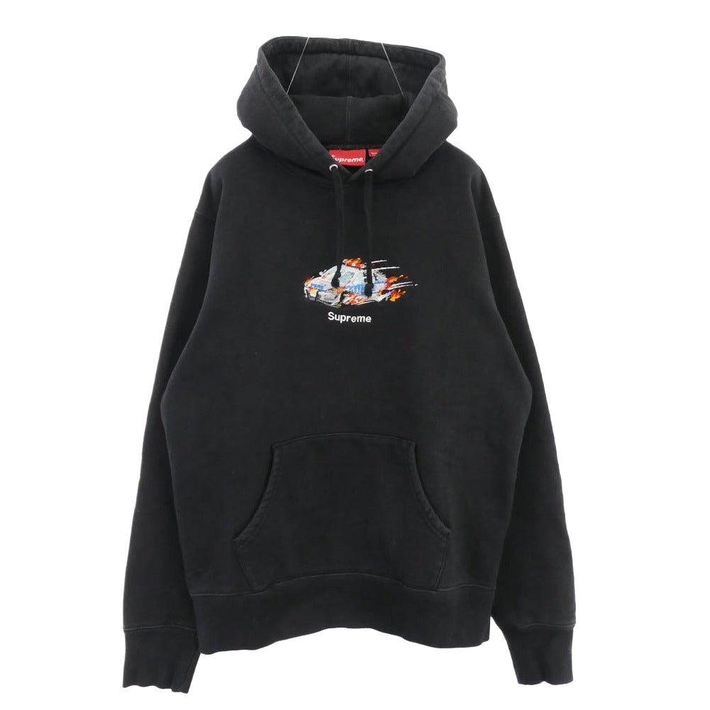Supreme シュプリーム 19AW Cop Car Hooded Sweatshirt コップカー フロント刺繍 フーデッド スウェットシャツ プルオーバーパーカー ブラック系 M【中古】