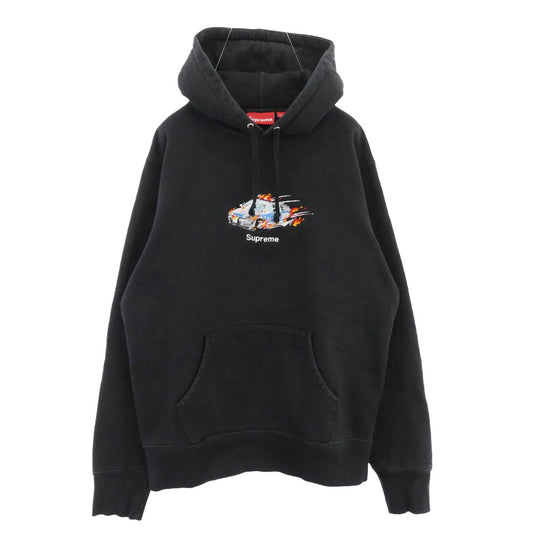 Supreme シュプリーム 19AW Cop Car Hooded Sweatshirt コップカー フロント刺繍 フーデッド スウェットシャツ プルオーバーパーカー ブラック系 M【中古】