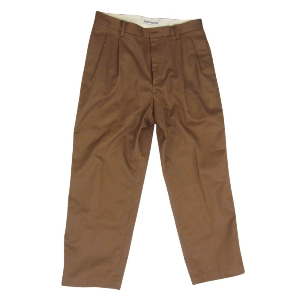 WACKO MARIA ワコマリア DOUBLE PLEATED CHINO TROUSERS ツータック チノ トラウザーパンツ ブラウン系 L【中古】