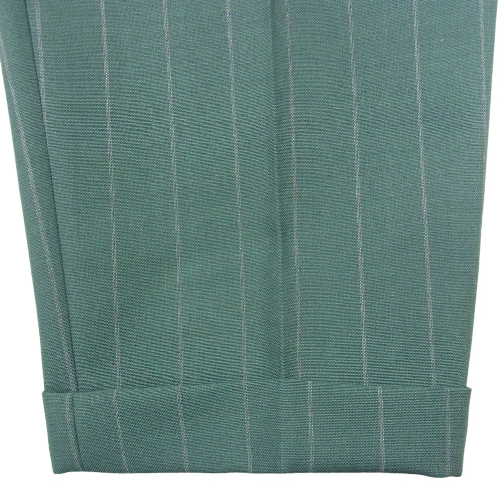 WACKO MARIA ワコマリア DORMEUIL ドーメル ウール モヘア ストライプ ストレートフィット トラウザース スラックス グリーン系 L【中古】
