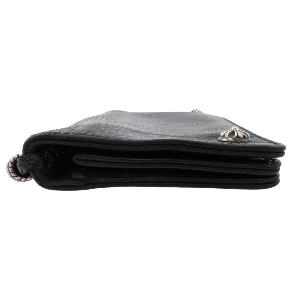 CHROME HEARTS クロムハーツ（原本有） 2ZIP STRAP 2ジップ ストラップ ストラップ付クロス ボタン レザー ウォレット 財布 ブラック系【中古】