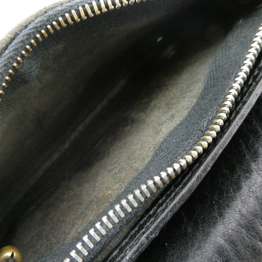 CHROME HEARTS クロムハーツ（原本有） 2ZIP STRAP 2ジップ ストラップ ストラップ付クロス ボタン レザー ウォレット 財布 ブラック系【中古】