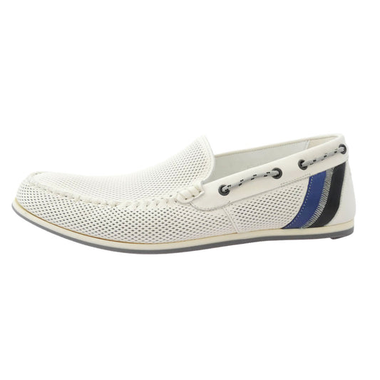 LANVIN en Bleu ランバンオンブルー 086190C パンチングメッシュ スリッポン ドライビングシューズ ホワイト系 26【極上美品】【中古】