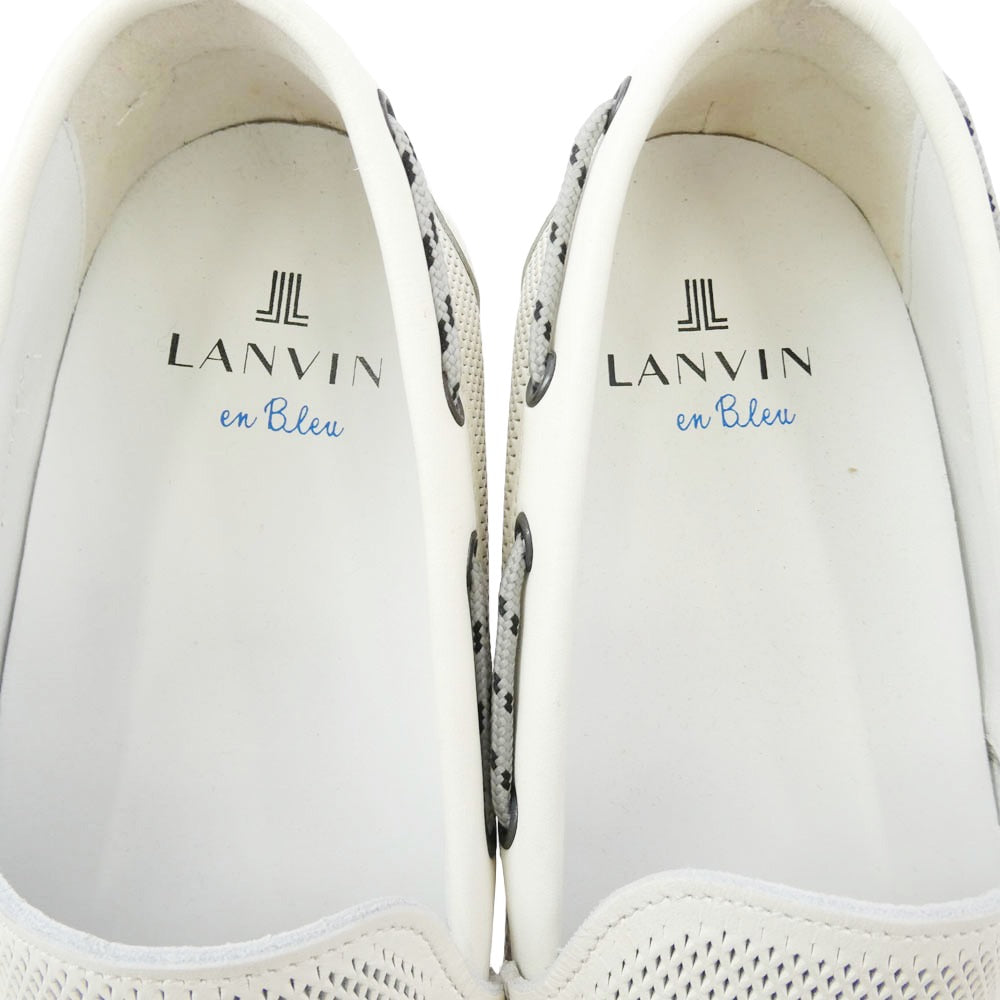 LANVIN en Bleu ランバンオンブルー 086190C パンチングメッシュ スリッポン ドライビングシューズ ホワイト系 26【極上美品】【中古】