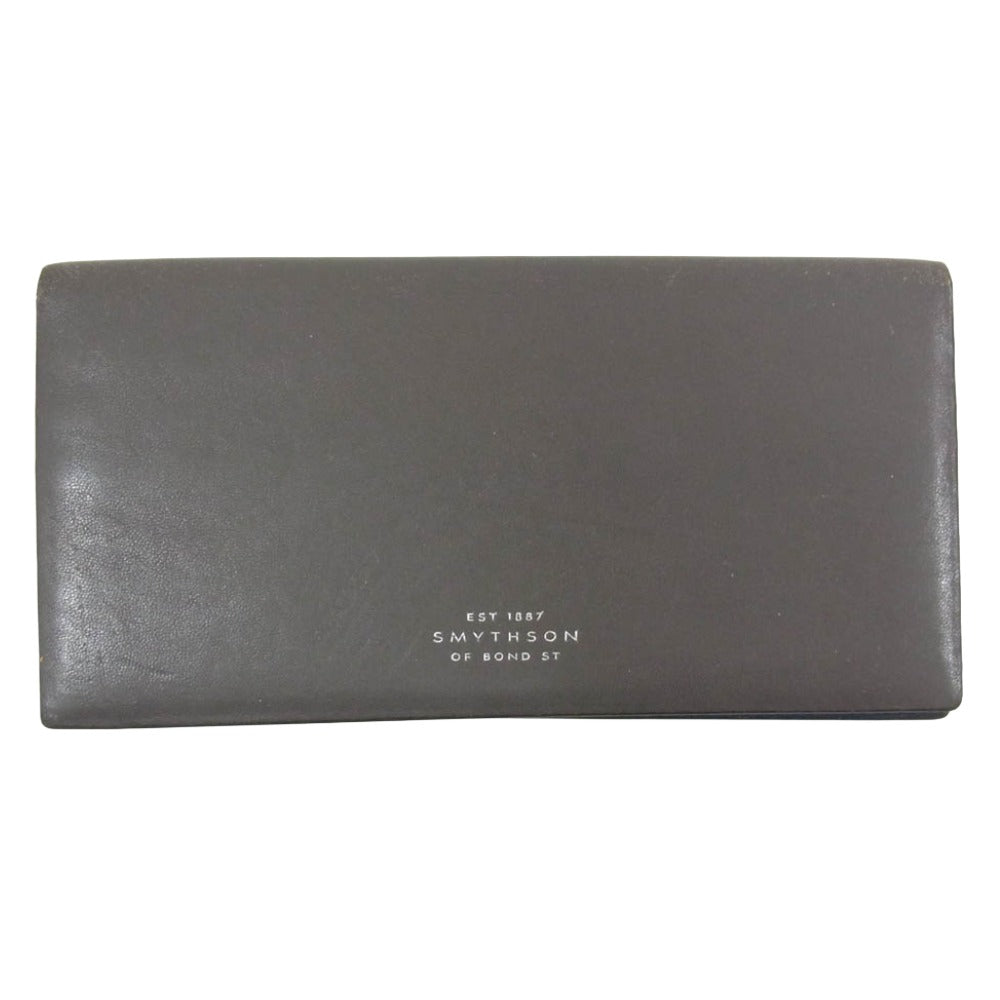 SMYTHSON スマイソン レザー ロングウォレット 札入れ 長財布 グレー系【中古】