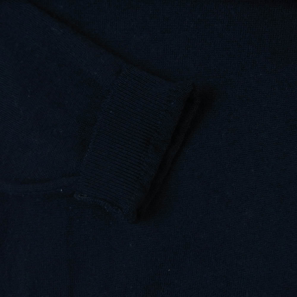JOHN SMEDLEY ジョンスメドレー 英国製 ポケット付き ピュアウール クルーネック ニット セーター ダークネイビー系 M【中古】