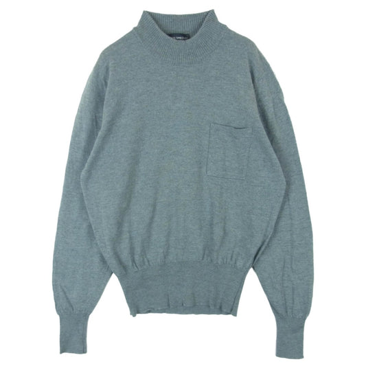 JOHN SMEDLEY ジョンスメドレー 英国製 ポケット付き モックネック ボトルネック ピュアウール ニット セーター グレー系 M【中古】