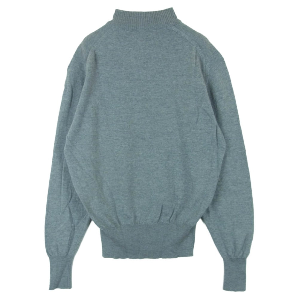 JOHN SMEDLEY ジョンスメドレー 英国製 ポケット付き モックネック ボトルネック ピュアウール ニット セーター グレー系 M【中古】