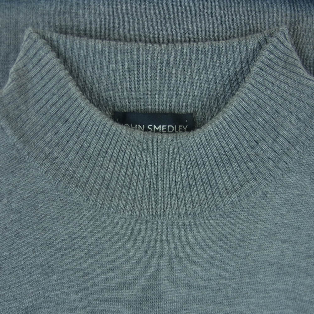 JOHN SMEDLEY ジョンスメドレー 英国製 ポケット付き モックネック ボトルネック ピュアウール ニット セーター グレー系 M【中古】