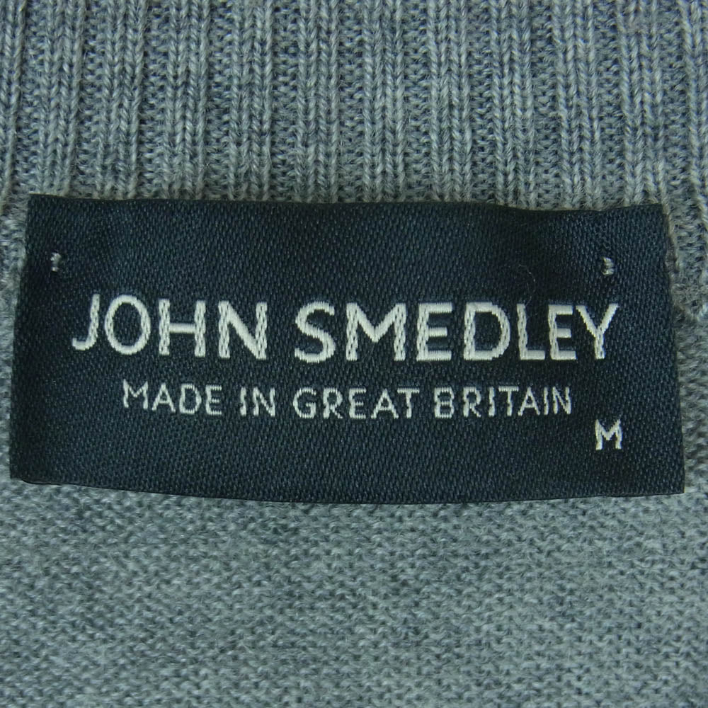 JOHN SMEDLEY ジョンスメドレー 英国製 ポケット付き モックネック ボトルネック ピュアウール ニット セーター グレー系 M【中古】