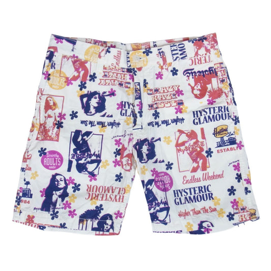 HYSTERIC GLAMOUR ヒステリックグラマー 0232AM03 ガール総柄 ショートパンツ ハーフパンツ ホワイト系 M【中古】
