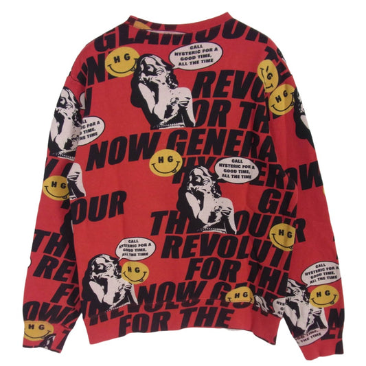 HYSTERIC GLAMOUR ヒステリックグラマー 20SS 02201CS01 HG SOUND REVOLUTION サウンド レボリューション 総柄 レッド系 S【美品】【中古】