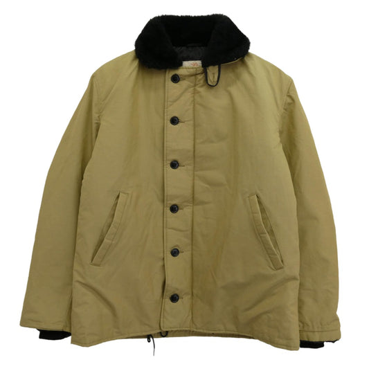 ゴールデンフリース USA製 N-1 ナイロン 中綿 デッキ ジャケット カーキ系 M【中古】