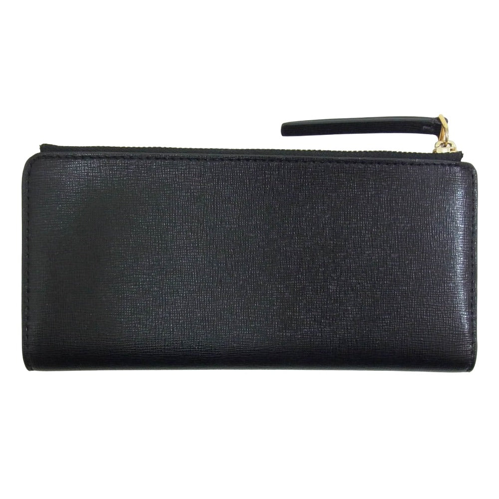 Tory Burch トリーバーチ ロビンソン レザー 長財布 ブラック系【中古】