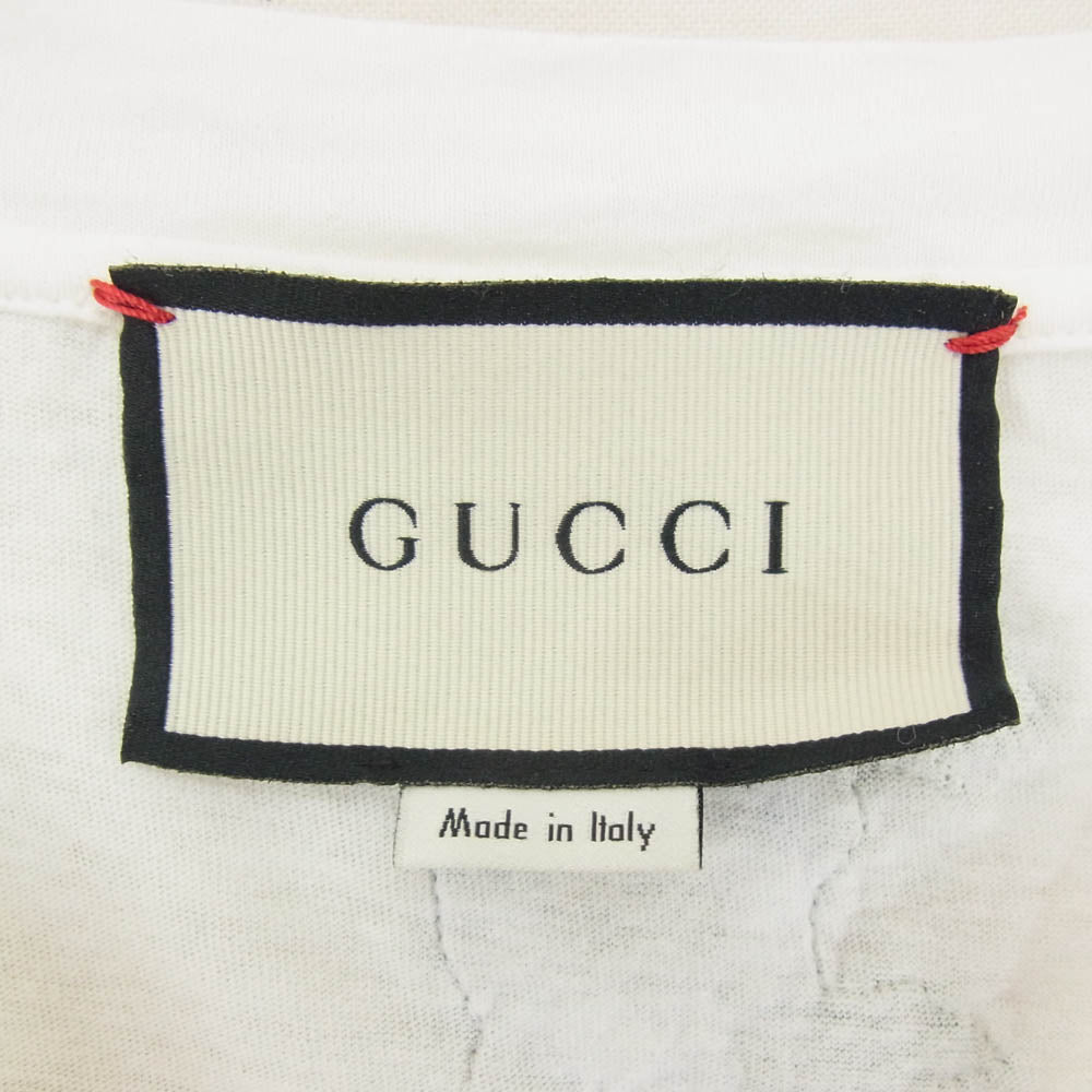 GUCCI グッチ 457095 X5L89 ヴィンテージロゴ フラワー刺繍 ダメージ加工 半袖 Tシャツ ホワイト系 XS【中古】