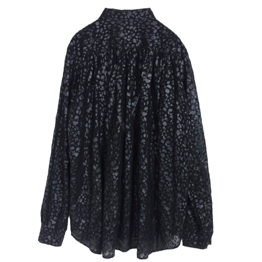 BLACK COMME des GARCONS ブラックコムデギャルソン 22SS 1G-B010 レオパード プリント ポリエステル シアー 長袖 シャツ ブラック系 XL【中古】