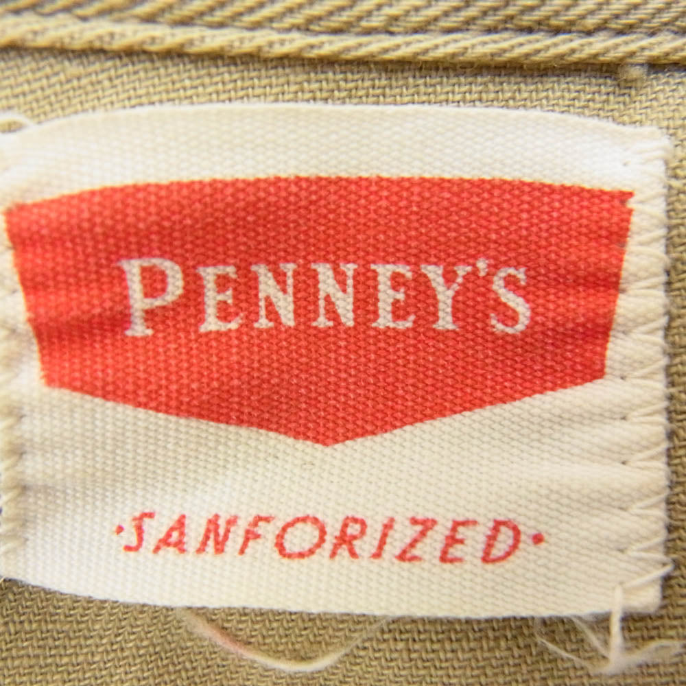 ヴィンテージ 60s PENNEYS ペニーズ ワーク 長袖 シャツ カーキ系 サイズ表記無【中古】