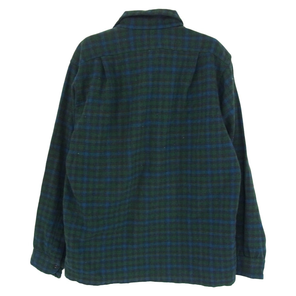 ヴィンテージ 50s USA製 ウール チェック 長袖 シャツ ネイビー系 M【中古】