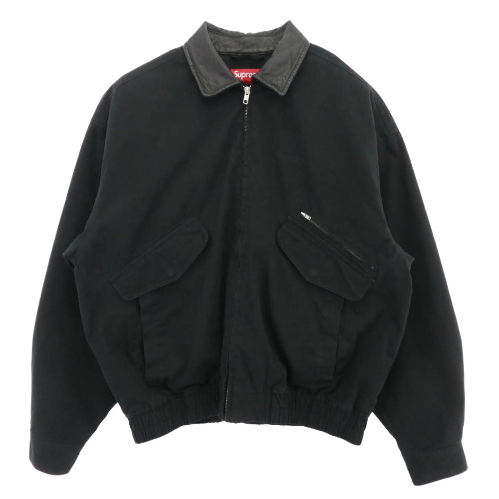 Supreme シュプリーム 23AW Leather Collar Utility Jacket レザーカラー ユーティリティ ジャケット 中綿ジャケット ブラック系 M【中古】