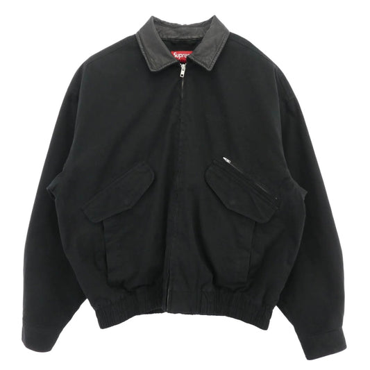 Supreme シュプリーム 23AW Leather Collar Utility Jacket レザーカラー ユーティリティ ジャケット 中綿ジャケット ブラック系 M【中古】