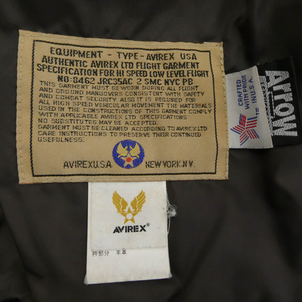 AVIREX アヴィレックス 6101027 USA製 G-1 レザー フライトジャケット ゴートレザー ブラック系 42【中古】