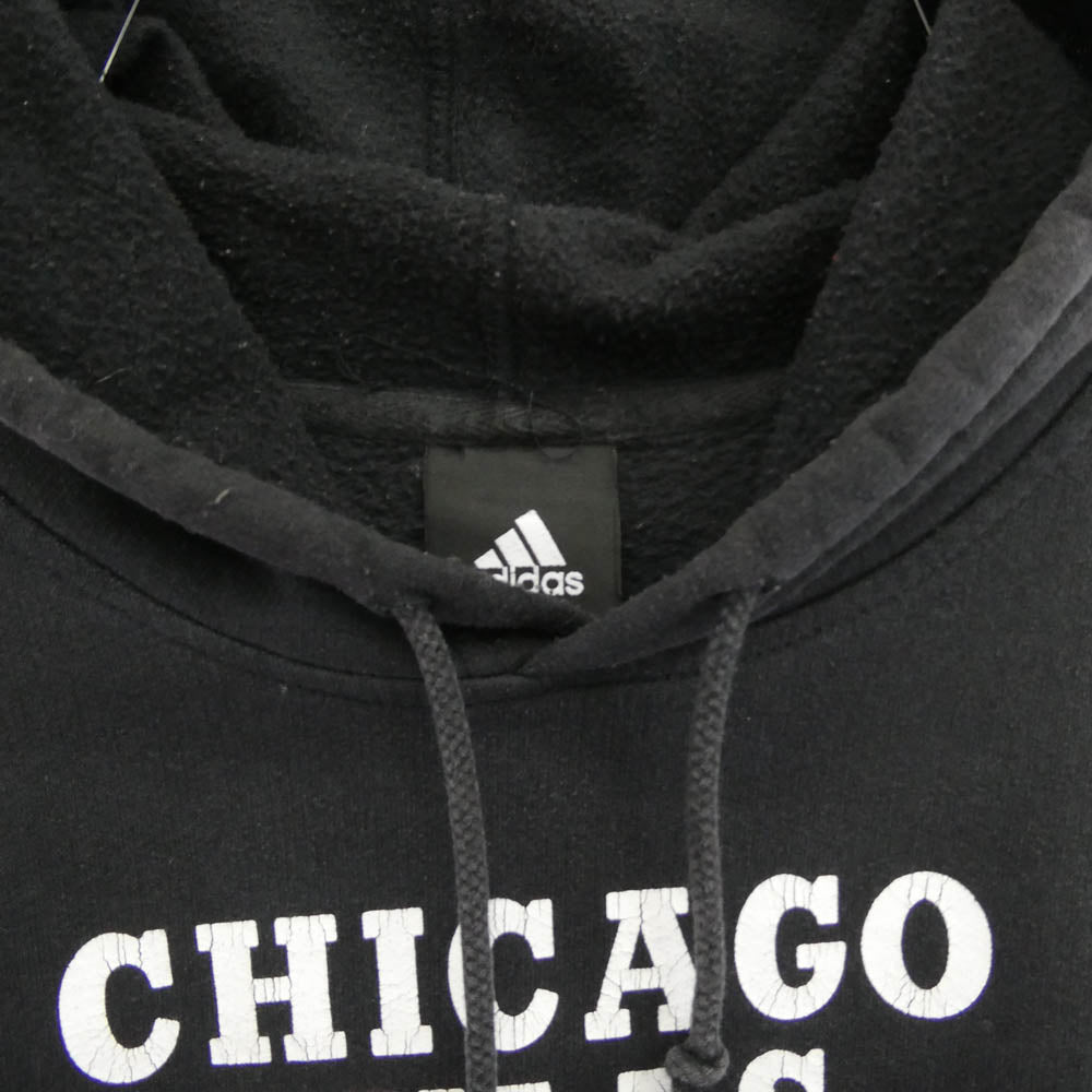 adidas アディダス × Chicago Bulls シカゴブルズ スウェット パーカー ビッグサイズ ブラック系 2XL【中古】