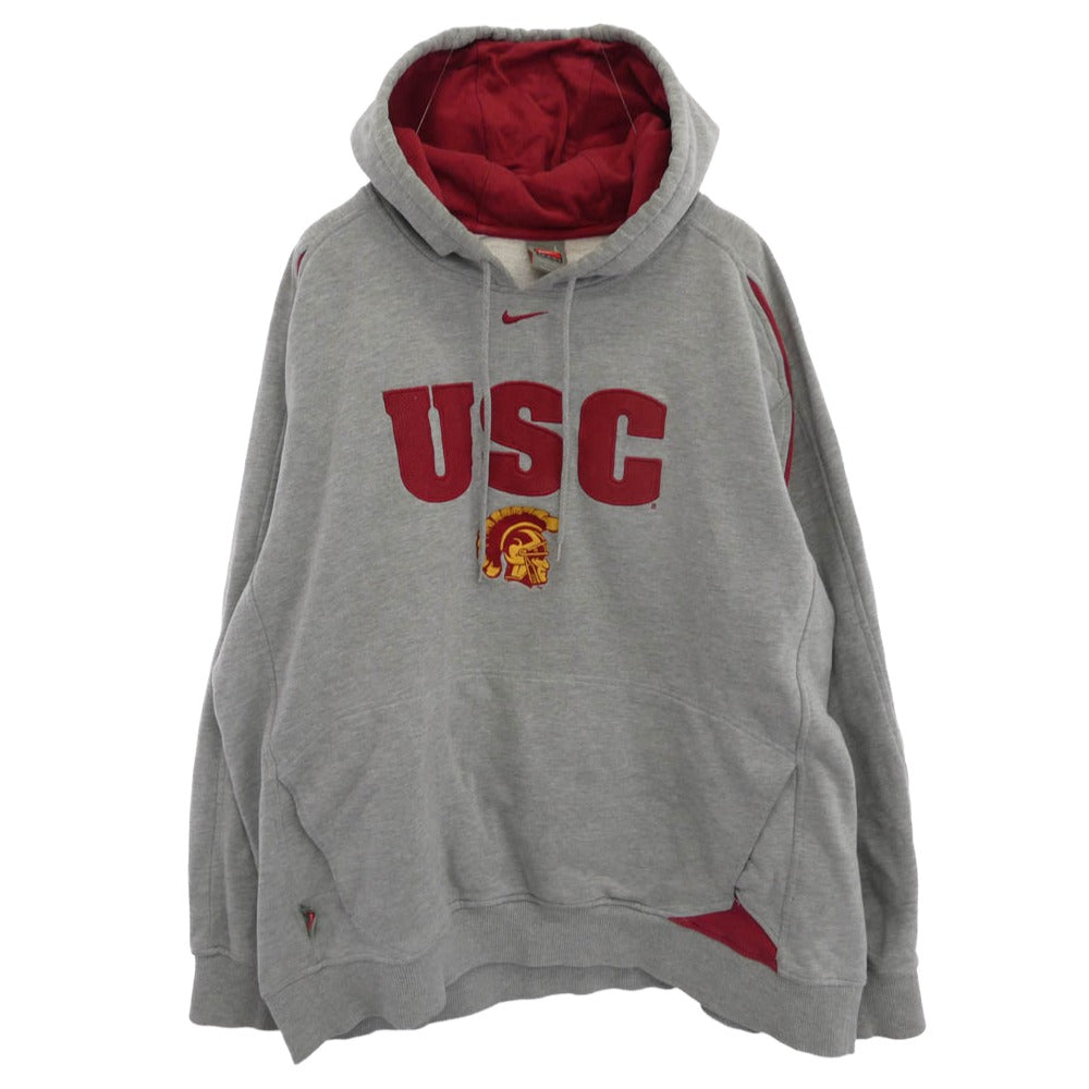 NIKE ナイキ NIKE TWAM USC ナイキチームタグ 2トーン 切替し スウェット パーカー グレー系 L【中古】
