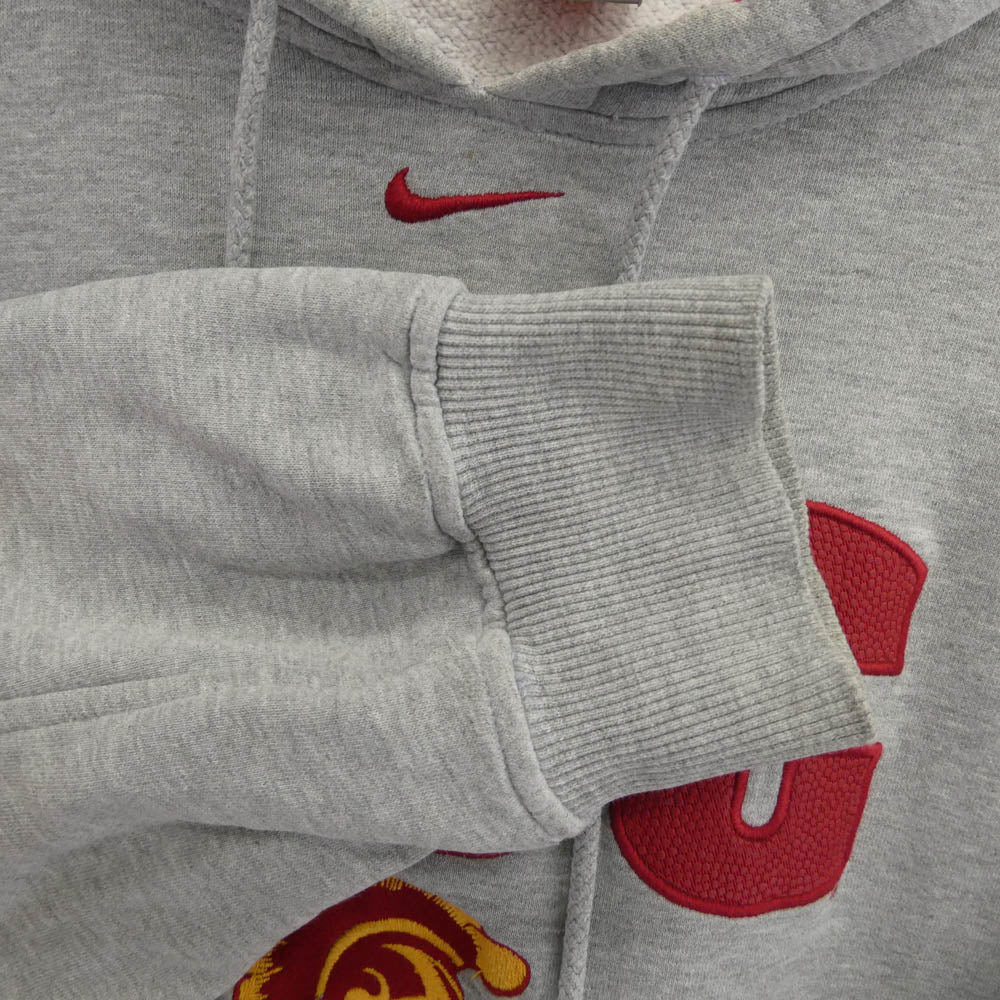 NIKE ナイキ NIKE TWAM USC ナイキチームタグ 2トーン 切替し スウェット パーカー グレー系 L【中古】