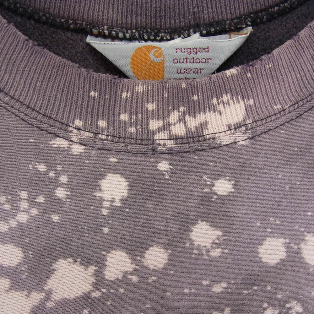 Carhartt カーハート 90s ヴィンテージ ロゴ刺繍 ブリーチ タイダイ加工 クルーネック スウェット グレー系 サイズ表記無【中古】