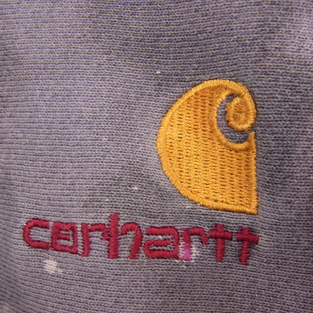 Carhartt カーハート 90s ヴィンテージ ロゴ刺繍 ブリーチ タイダイ加工 クルーネック スウェット グレー系 サイズ表記無【中古】