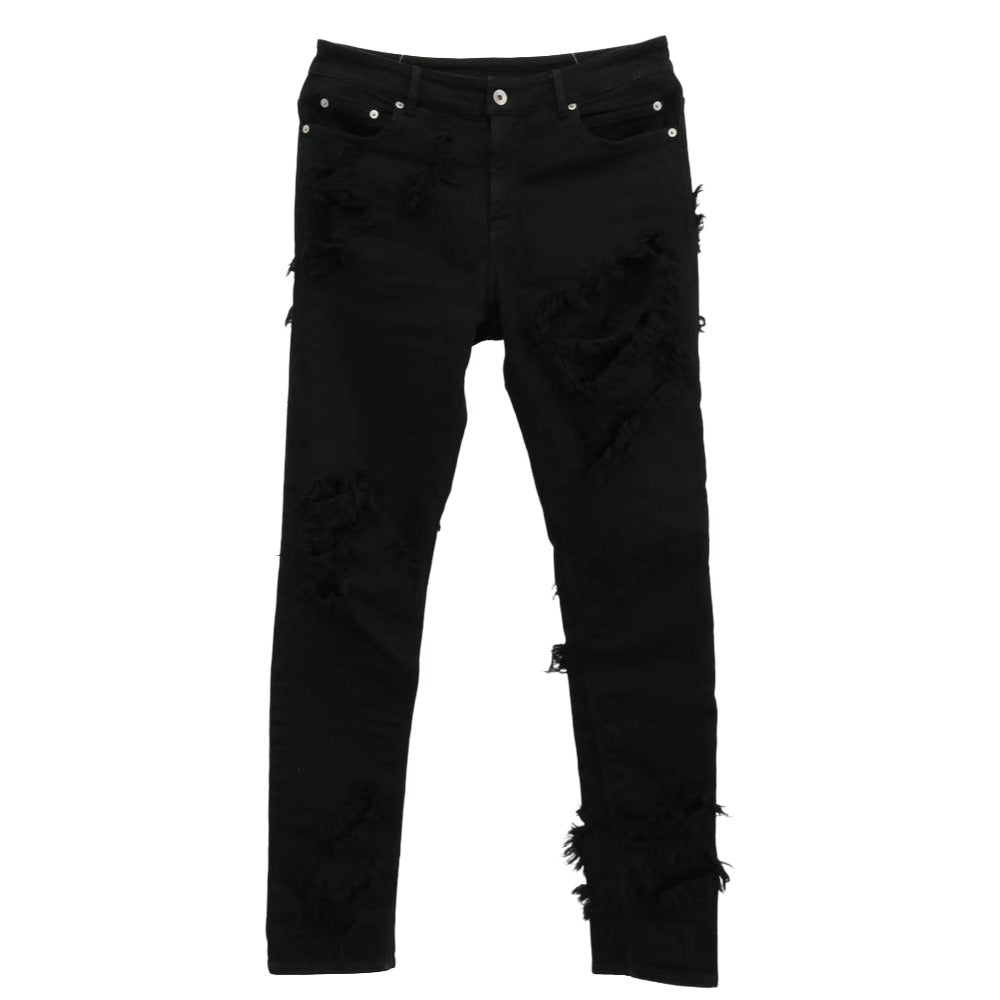 Rick Owens リックオウエンス 22SS DS01B7316-SBSLH DRKSHDW ダークシャドウ Detroit Cut Jeans デトロイト カット ダメージ デニム パンツ ブラック系 30【中古】