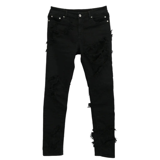 Rick Owens リックオウエンス 22SS DS01B7316-SBSLH DRKSHDW ダークシャドウ Detroit Cut Jeans デトロイト カット ダメージ デニム パンツ ブラック系 30【中古】