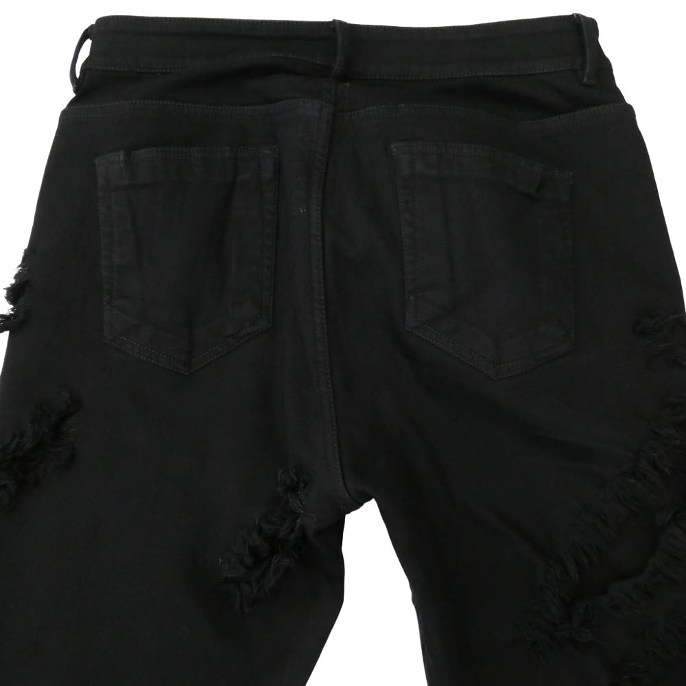 Rick Owens リックオウエンス 22SS DS01B7316-SBSLH DRKSHDW ダークシャドウ Detroit Cut Jeans デトロイト カット ダメージ デニム パンツ ブラック系 30【中古】