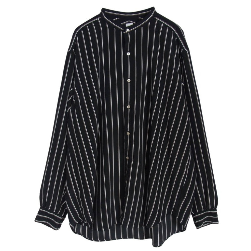 LA BOUCLE ラブ―クル 23-050-300-1002-1-0 スタンドカラー ストライプ 長袖 シャツ ブラウス ブラック系 3【美品】【中古】