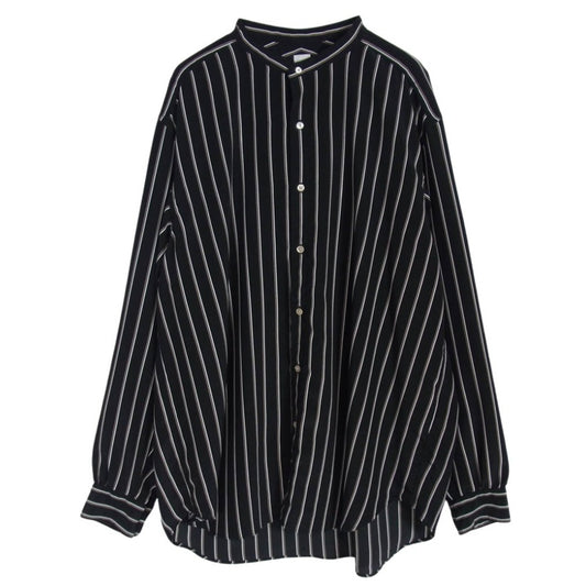 LA BOUCLE ラブ―クル 23-050-300-1002-1-0 スタンドカラー ストライプ 長袖 シャツ ブラウス ブラック系 3【美品】【中古】