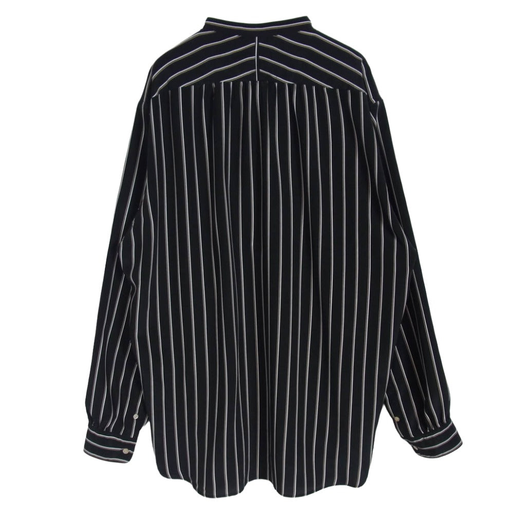 LA BOUCLE ラブ―クル 23-050-300-1002-1-0 スタンドカラー ストライプ 長袖 シャツ ブラウス ブラック系 3【美品】【中古】