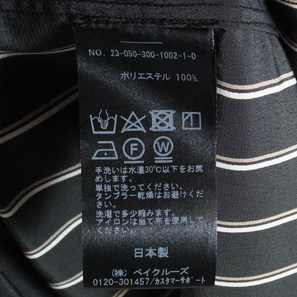 LA BOUCLE ラブ―クル 23-050-300-1002-1-0 スタンドカラー ストライプ 長袖 シャツ ブラウス ブラック系 3【美品】【中古】