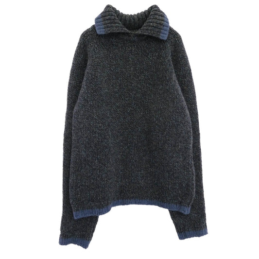 LET IT RIDE レットイットライド × glencraig グレンクレイグ スコットランド製 ポロカラー MIX ニット グレー系 ブルー系 M【中古】