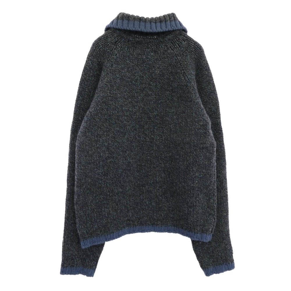 LET IT RIDE レットイットライド × glencraig グレンクレイグ スコットランド製 ポロカラー MIX ニット グレー系 ブルー系 M【中古】