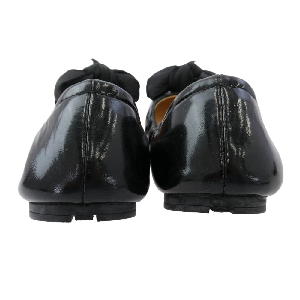 PRADA プラダ 3F5455 ロゴパファーリボン パンプス バレエ シューズ ブラック系 35.5【中古】