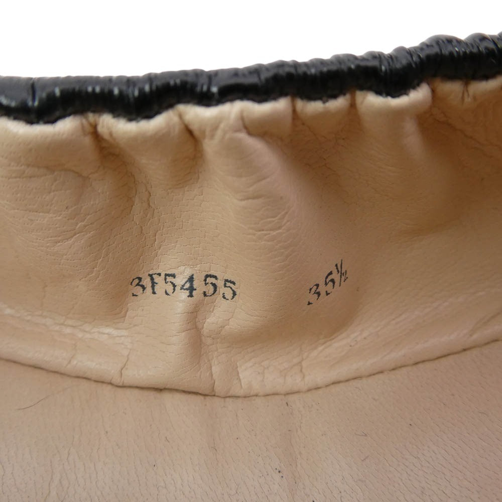 PRADA プラダ 3F5455 ロゴパファーリボン パンプス バレエ シューズ ブラック系 35.5【中古】