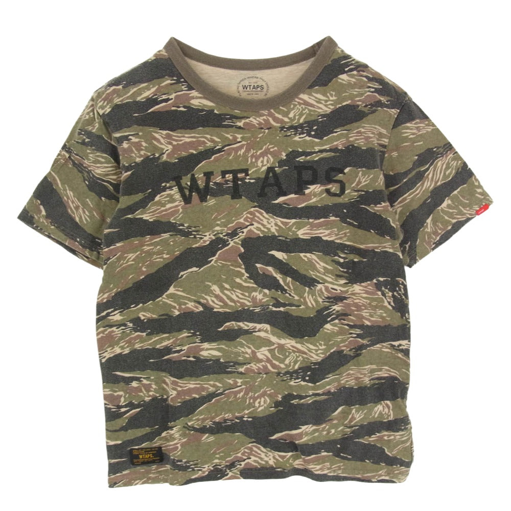 WTAPS ダブルタップス 12SS 121ATDT-CSM01S RINGER TEE .COTTON.CAMO タイガーストライプカモ ランニング Tシャツ 半袖カットソー カーキ系 2【中古】