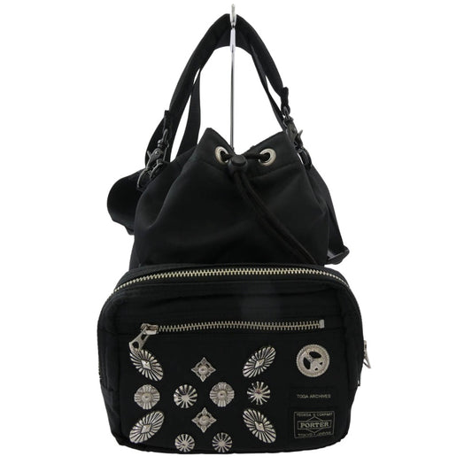 PORTER ポーター STRING BAG スタッズコンチョ装飾 ストリングバッグ ブラック系【中古】