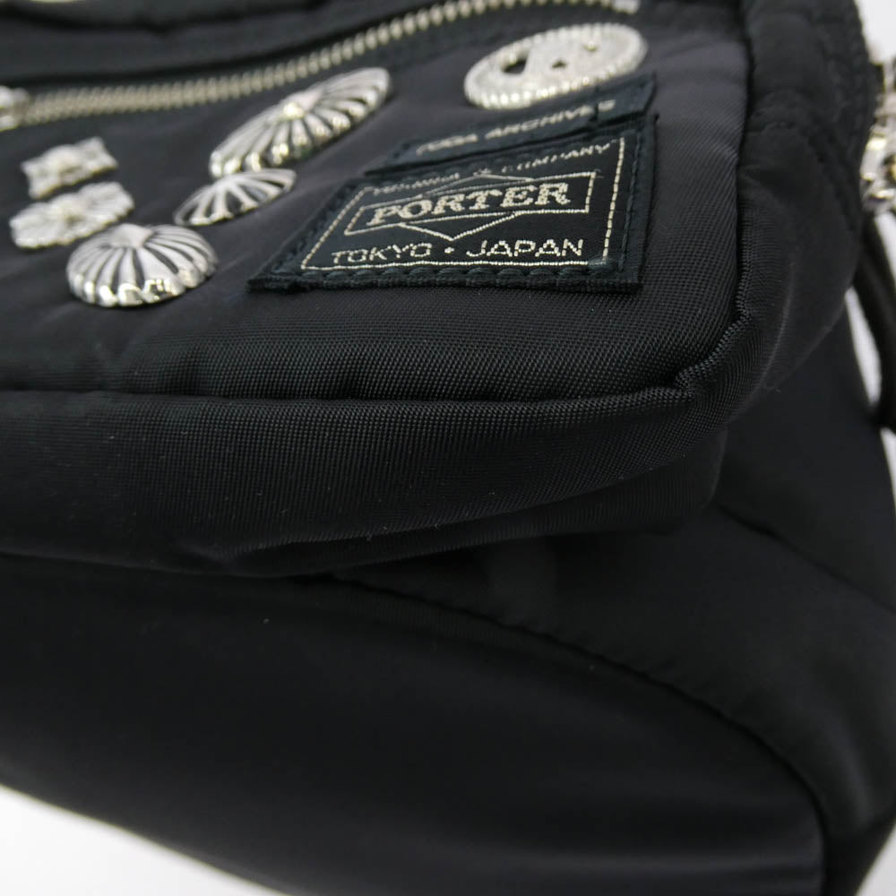 PORTER ポーター STRING BAG スタッズコンチョ装飾 ストリングバッグ ブラック系【中古】