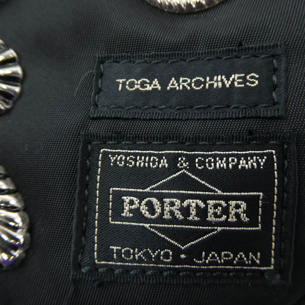 PORTER ポーター STRING BAG スタッズコンチョ装飾 ストリングバッグ ブラック系【中古】