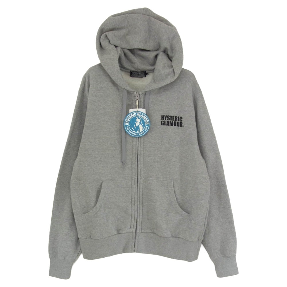 HYSTERIC GLAMOUR ヒステリックグラマー 23AW 02233CF12390 SEE NO EVIL シーノーエビル バックガールプリント ジップアップ パーカー グレー系 M【美品】【中古】