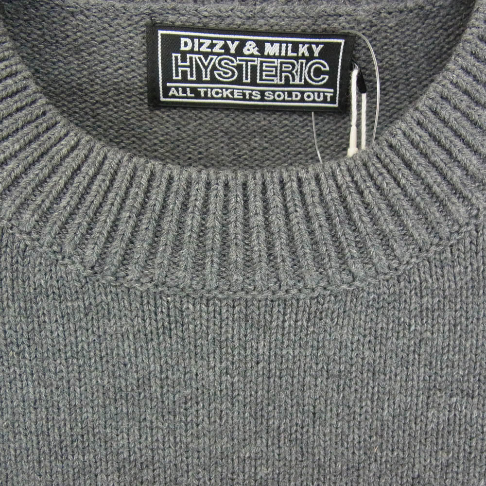 HYSTERIC GLAMOUR ヒステリックグラマー 25AW 02253NS01 ENDLESS ROCK 編込 セーター クルーネック ニット グレー系 M【極上美品】【中古】