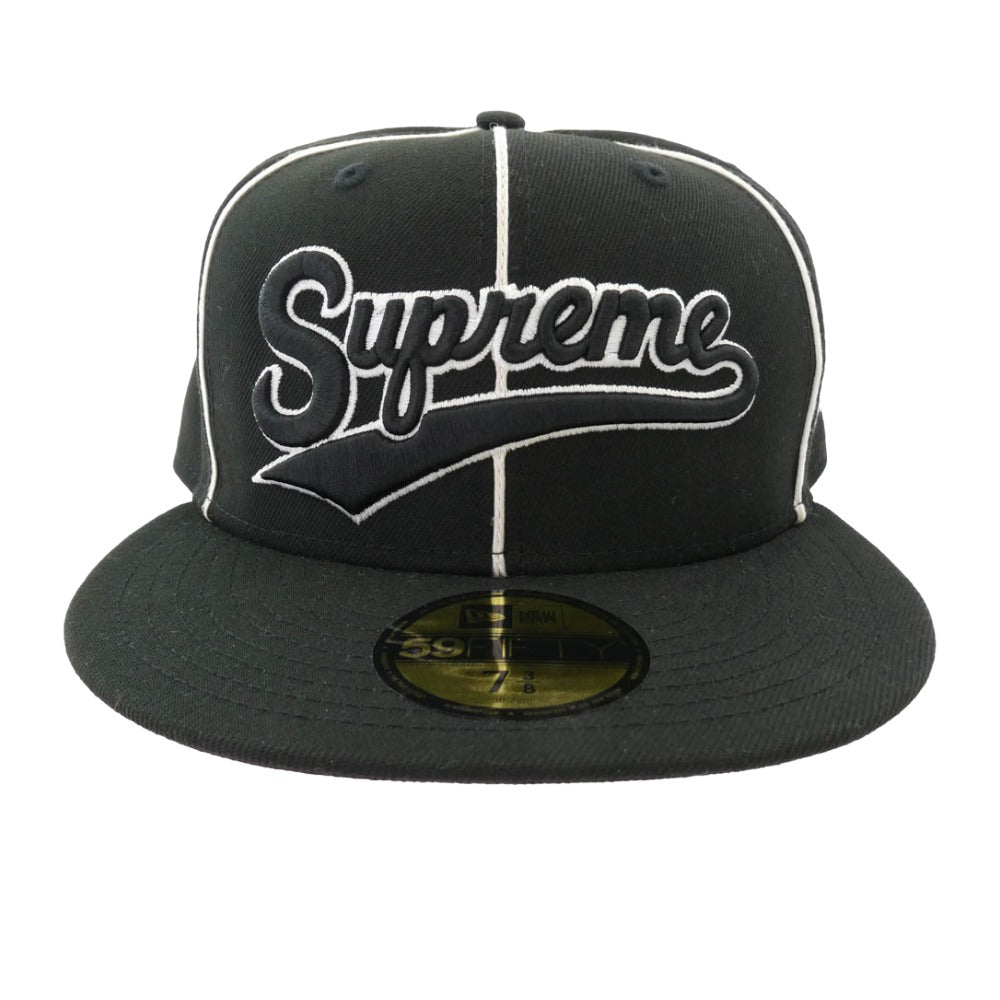 Supreme シュプリーム 25SS × New Era ニューエラ Piping Script Logo パイピング スクリプト ロゴ キャップ 帽子 ブラック系 58.7cm【極上美品】【中古】
